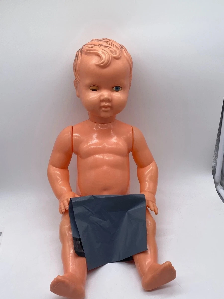 ANCIEN BAIGNEUR POUPEE BEBE SNF CHEVEUX MOULES en celluloïd FRANCE 1950