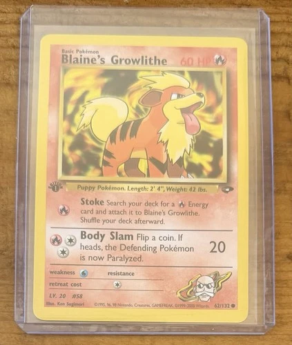 Pokemon Blaine’s Growlithe #62/132 Gym Challenge Non Holo 1st Edition Vintage