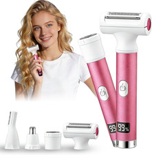 Electric Razor for Women, 4-In-1 Bikini Trimmer  Body Shaver   Rechargeable Wet