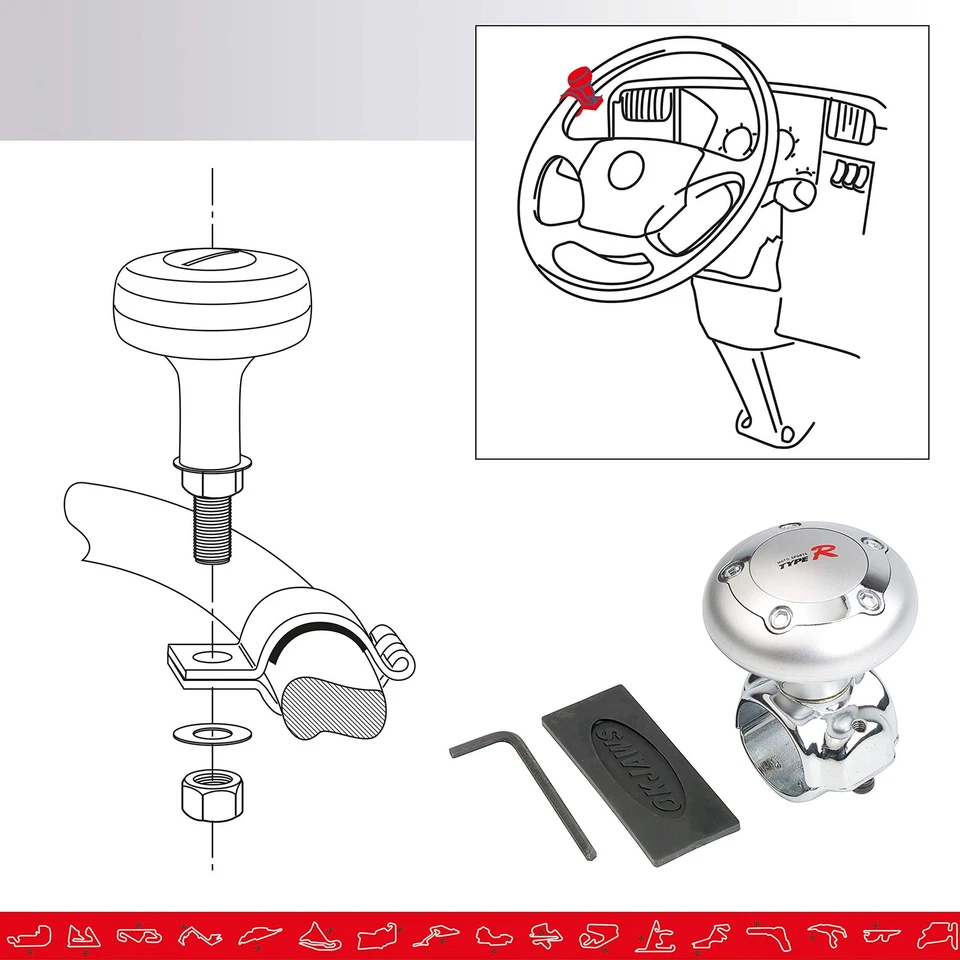 Sumex Alu-Lenkrad Knob für PKW, Silber, universell, 150g, einfach zu montieren - Bild 3 von 4