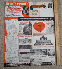 1948 EZEE FLOW spreader seeder advertisement poster Clark Farm Equipment