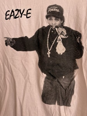 EAZY-E Wearing Los Angeles Raiders Hat T Shirt By Ruthless Merchandise Men s XL