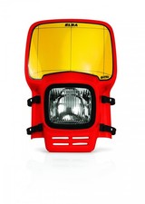 Maschera luminosa Elba classica maschera lampada headlight enduro adatta a Mz Maico rosso-giallo