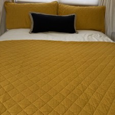 Lush D cor 3 Piece King Ava Diamond Cotton Quilt Sham Set Mustard 104x89