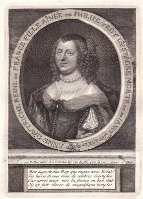 17. Jh Ana de Austria Anne d'Autriche gravure Portrait Kupferstich antique print