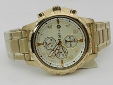 Fossil Men's Chronograph Dean Gold-Tone Stainless Steel Bracelet Watch 45mm