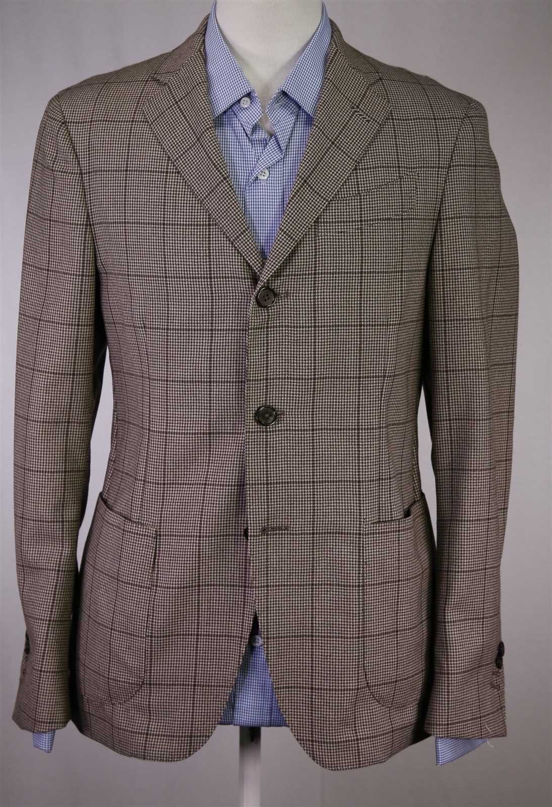 Massimo Dutti Brown Windowpane Unstructured Patch… - image 2