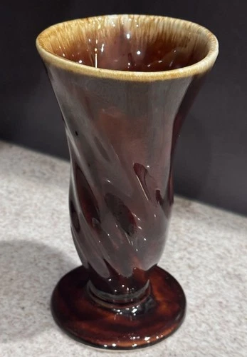 Vintage Hull Pottery USA B41 Brown Drip Glaze Vase