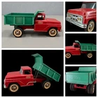 VINTAGE 60s RED & GREEN TONKA DUMP TRUCK ORIGINAL PRESSED STEEL HEAVY DUTY VGUC