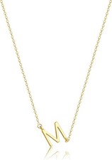Initial Necklaces for Women, Dainty Gold Letter Necklace 14k Plated M