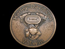 TH07165 NOS VINTAGE 1970s HARLEY-DAVIDSON V-TWIN MOTORCYCLES BELT BUCKLE