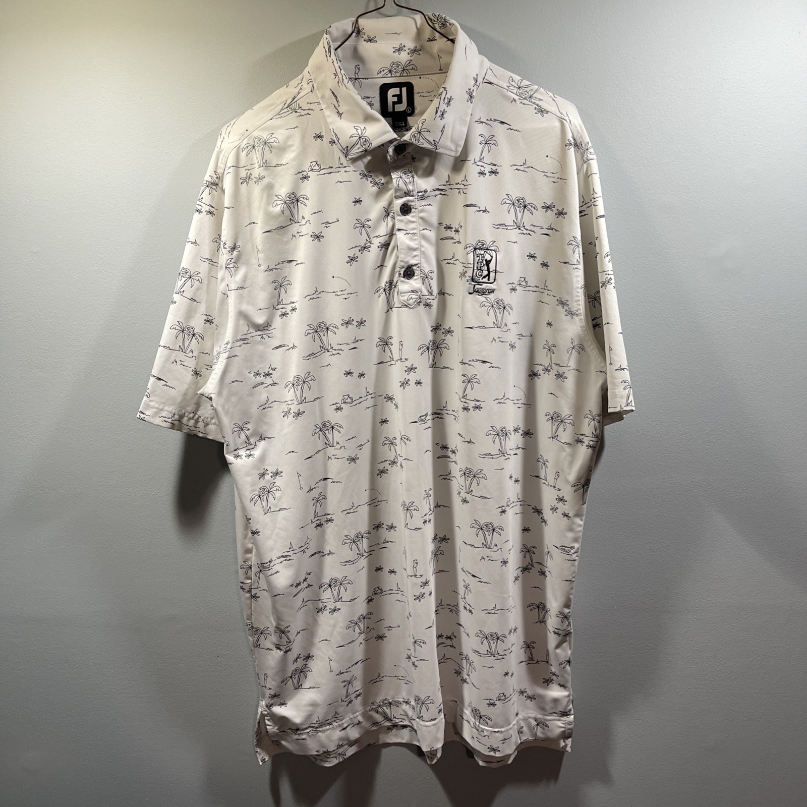 FJ FootJoy TPC Sawgrass Mens Large Golf Florida AOP Short Sleeve Polo Shirt