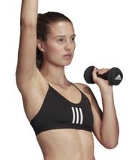 Adidas Womens Black All Me 3-Stripes Mesh Unp...