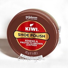 Kiwi Shoe Polish Tin, Brown, 1.125 Oz Renews Protects Leather