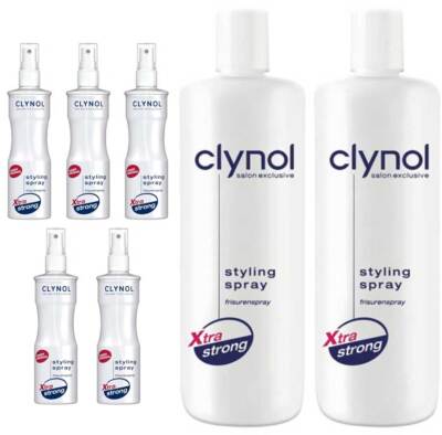 Clynol Styling Spray SET 5 x 250 ml + 2 x 1000 ml Nachfüllflasche - Extra strong
