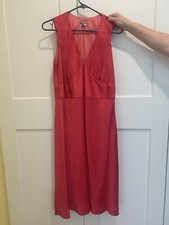 Ann Taylor hot pink silk midlength dress, Size 10