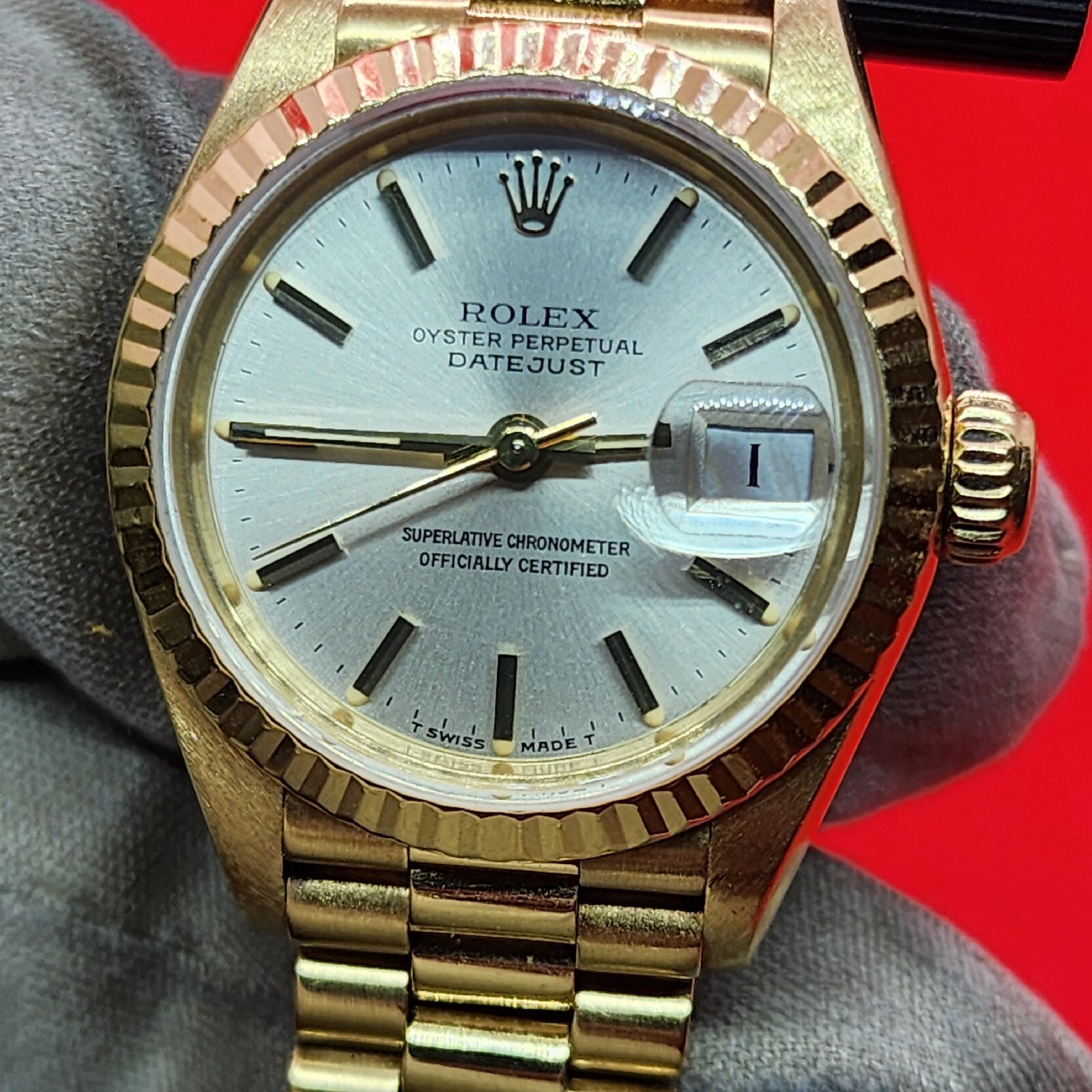 Ladies Rolex DateJust President 69178 26mm Champagne Dial 18K Yellow Gold 1986.