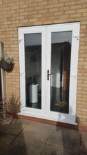 WHITE UPVC FRENCH DOORS OPEN IN 0R  OUT LOCKS HANDLES CLEAR GLASS FREE DELIVERY