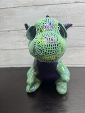 TY Beanie Boos Cinder Dragon 9" Plush Sparkle Green Purple Glitter Eyes 2017
