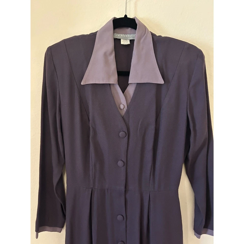 Vestido vintage para mujer Carol Anderson 100 % rayón manga larga talla 8 Foto 2 de 4