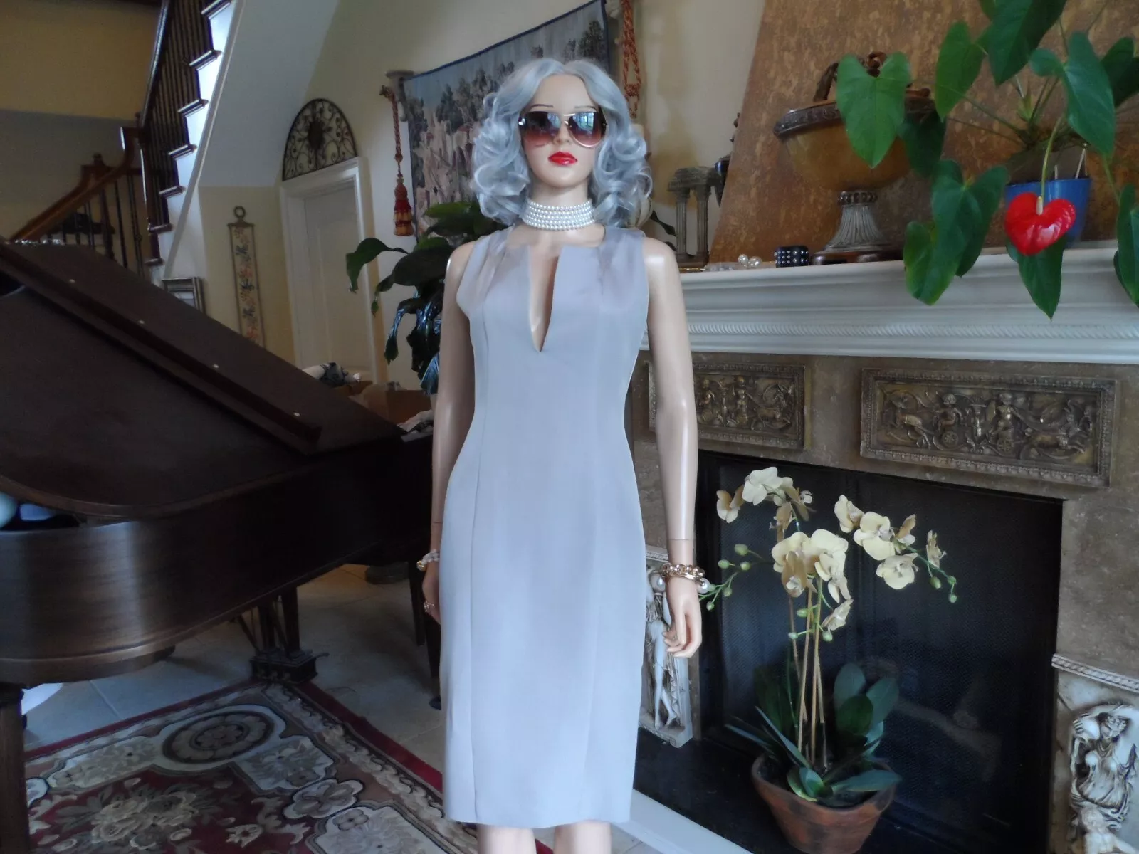 Robe fourreau sergé mélange soie Gucci Taupe taille IT 38 US 2