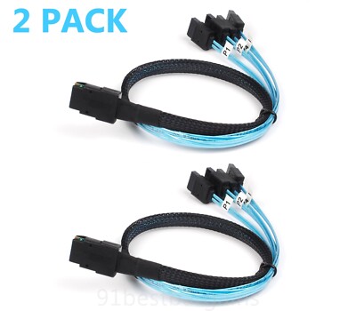 2x Mini SAS to 4-SATA SFF-8087 Multi-Lane Forward Breakout Internal Cable 50CM