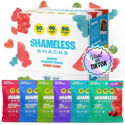 Shameless Snacks - Healthy Low Calorie Snacks, Low Carb Keto Gummies (Gluten Fre
