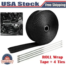 2" 16Ft Roll Titanium Header Turbo Pipe Manifold Exhaust Heat Wrap Tape+ 4 Ties