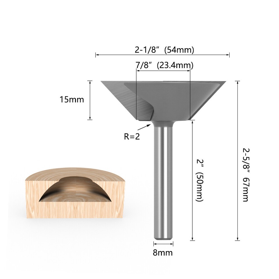 1pc 8mm Shank Dovetail Joint Bottom Cleaning Router Bit Engraving Clean ...