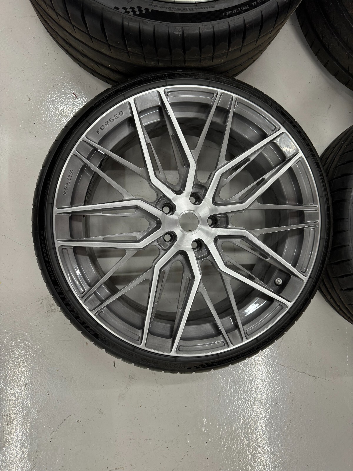 Velos forged wheels and tires 2020 Ferrari F8 staggered 22" back and 21" front
