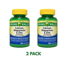 Spring Valley Vitamin D, Calcium, Magnesium, and Zinc 2 PACK (2x250) Caplets