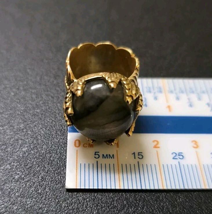 Brass Wrap Feather Labradorite Ring - image 4