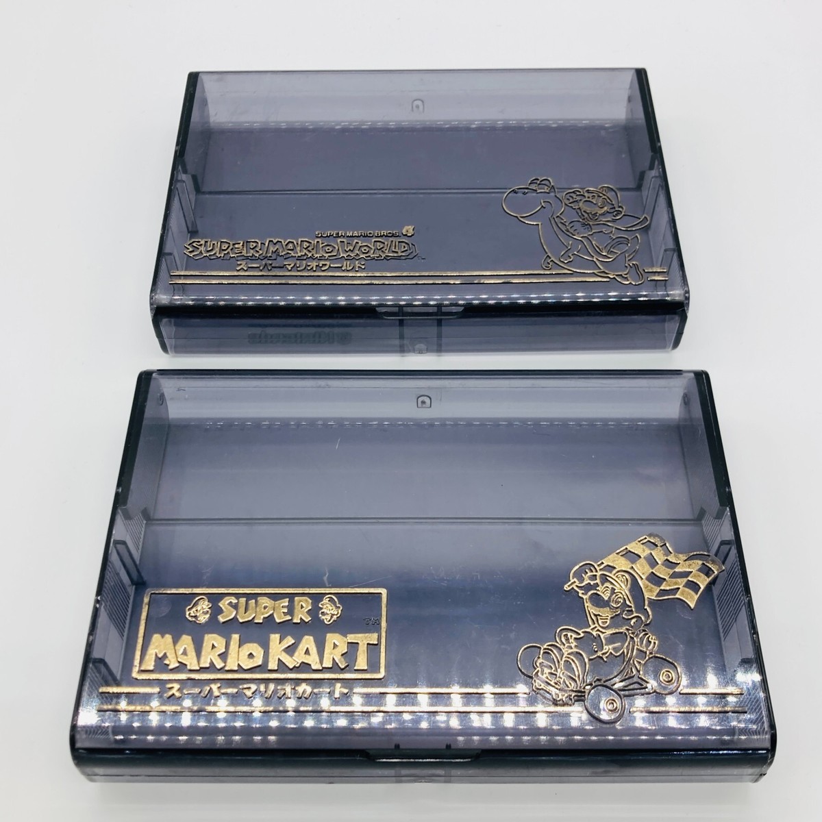 Super Mario World & Kart SNES Vintage Japanese Cartridge Case Set