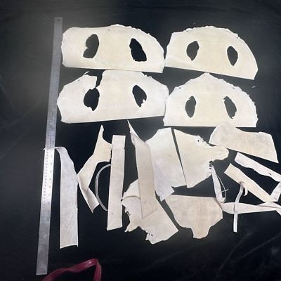 Genuine Leather: Stingray Off White Skin Leather Scraps 16 oz/ order. Size Vary
