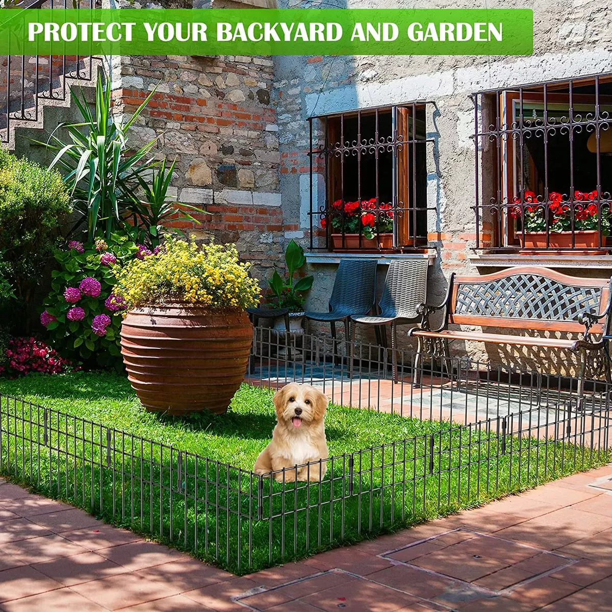 25 Pack Rustproof Garden Fencing Metal Dog Fence for Border 17 in