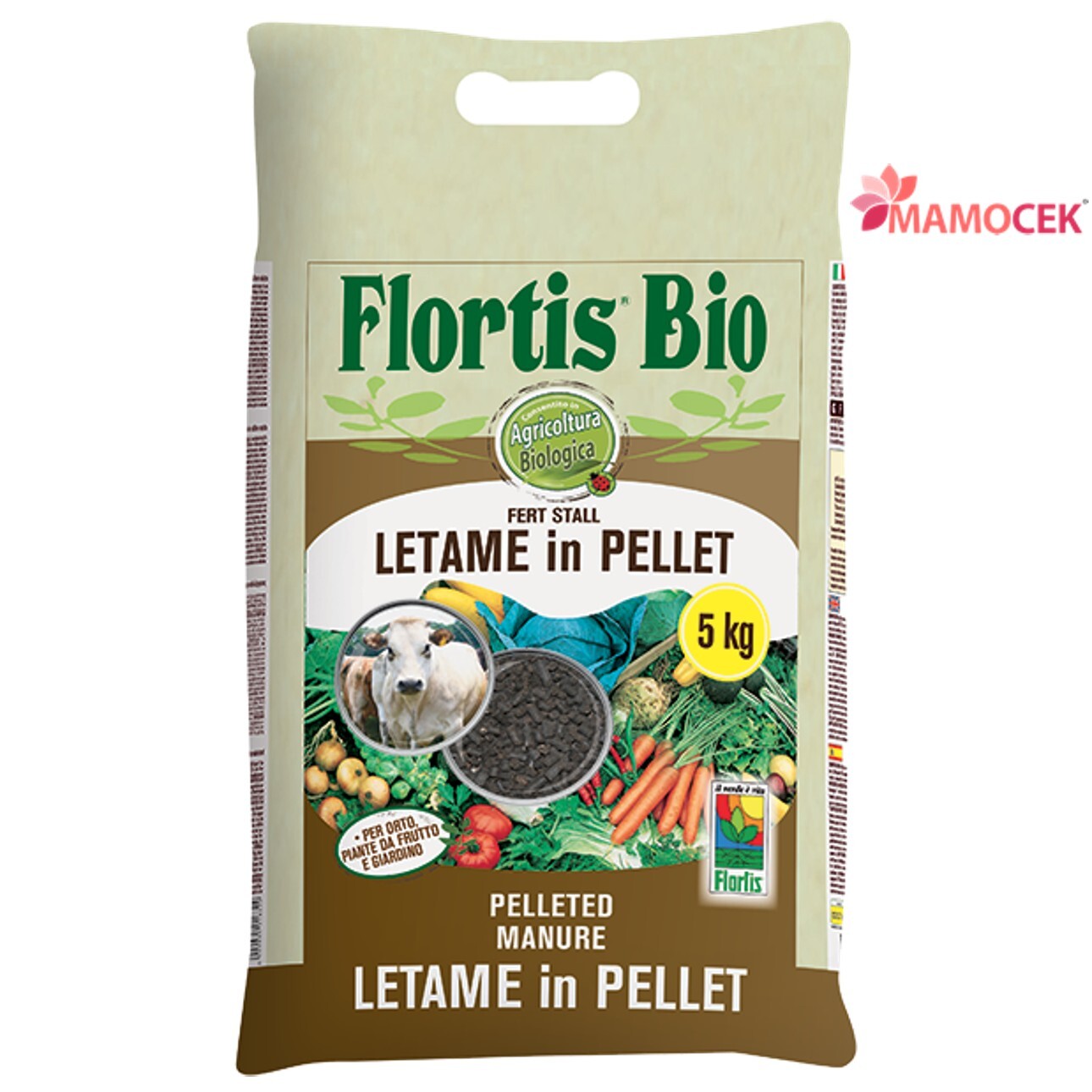 FLORTIS Letame fert stall in pellet 5 kg ammendante compostato orto fiori frutti