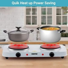 2000W Double Hot Plate for Precise Table Top Cooking | Cast Iron Heating Plates