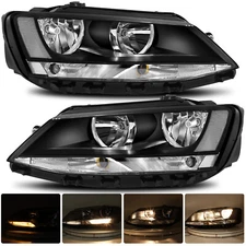 2PCS Headlights For 2011-2018 Volkswagen Jetta Headlamps W/Bulbs Left+Right Pair
