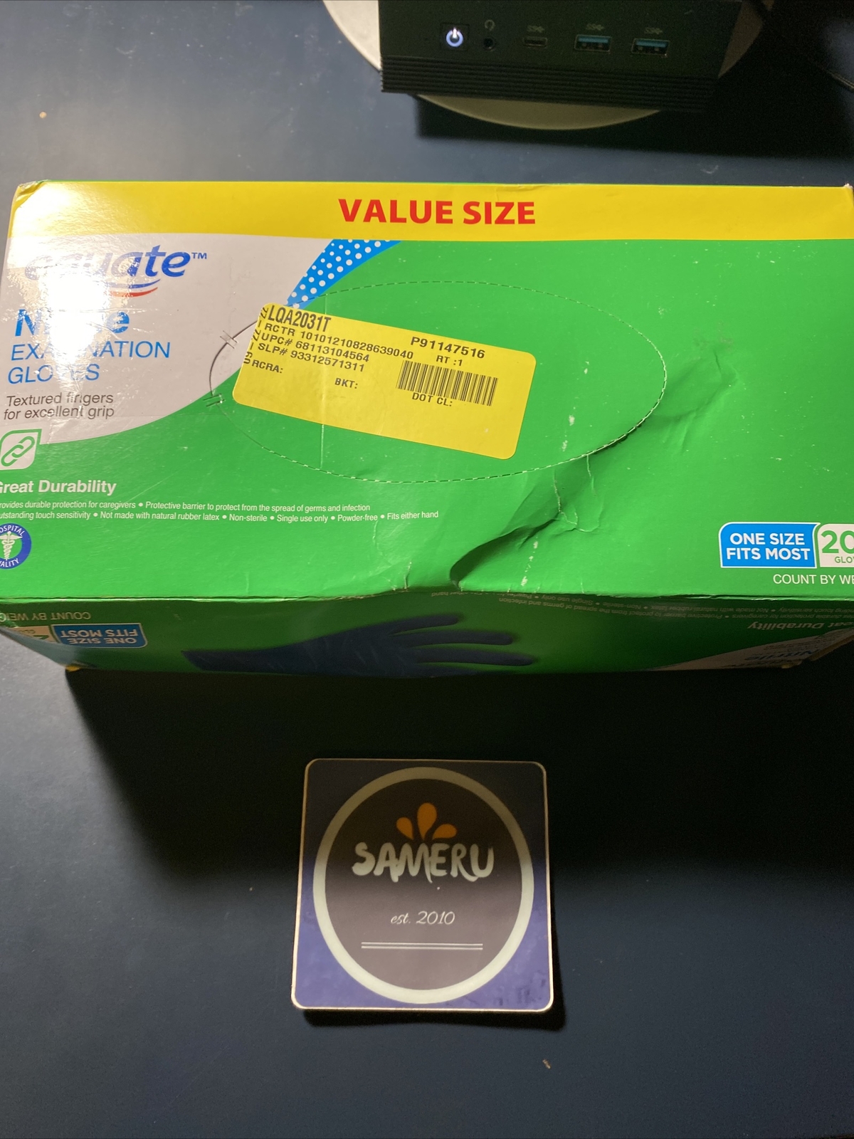 OPEN BOX EQUATE NITRILE EXAMINATION GLOVES VALUE SIZE 200 GLOVES ONE