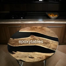 Black Epoxy Top Handmade Resin Coffee Center Table Tops Home & Living Room Decor