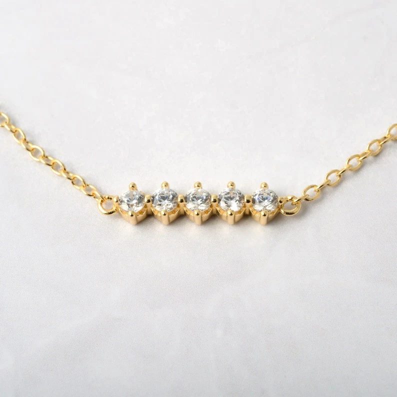 Кубический цирконий драгоценных камней браслет цепочка браслет минималистские ювелирные изделия в серебре - Изображение 2 из 4