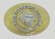 Vintage State Texas USA Belt Buckle Men Gold Metal Western Cowboy Really Rodeo