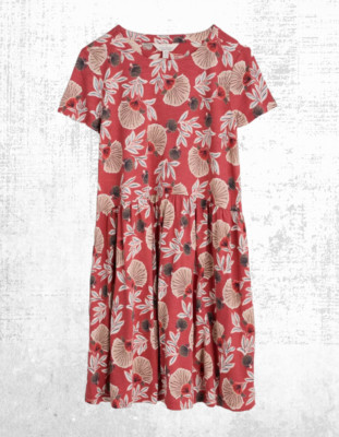 Womens Seasalt Jersey Dress Short Sleeve Cotton Crew Neck Sea Red Sea Bloom