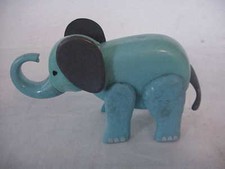 TOY ELEPHANT BLUE MADE IN HONG KONG TRUNK HEAD LEGS ALL MOVE 3" TALL