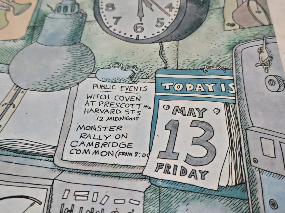 Vtg Gahan Wilson WBCN Radio 1960's RARE Poster Limited Printing Cartoon Sardonic - Image 3 of 4