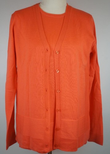 Bridge & Lord Vee Neck Coral Red Twin Set Sizes XS & S in Merino Wool TV579 - Picture 1 of 10
