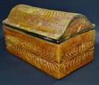 VTG Aldo Londi Bitossi Pottery Italy Decorative Box Rare Arch-Lid Brown Ceramic — photo 2