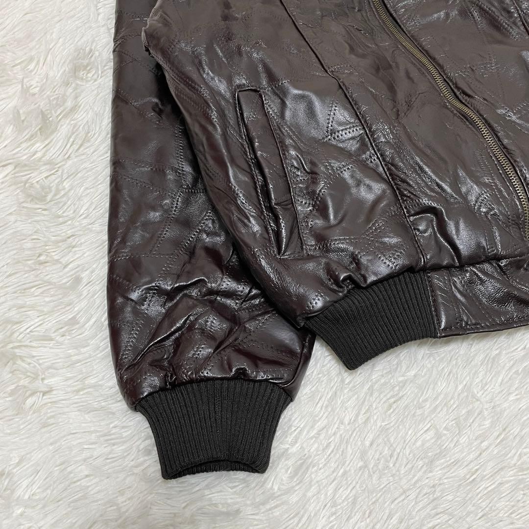 Rare patchwork lamb leather jacket L equivalent M… - image 6