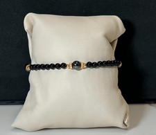 14K Yellow Gold Black Onyx Hematite Bead Bracelet