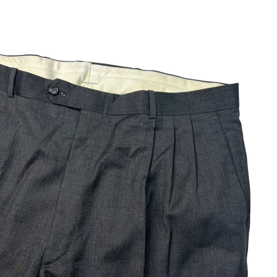 Pierre Balmain Mens VTG Virgin Wool Cuffed Dress Pants Pleated Front Gray 38x28 - Image 3 of 4